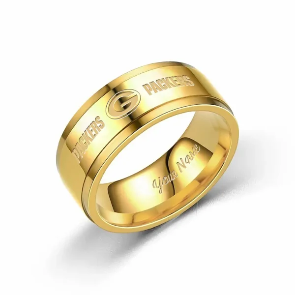 Green Bay Packers Stainless Steel Rings Custom Your Name 2025 versions, Gifts For Fan SPTSSRTR012 - Image 5