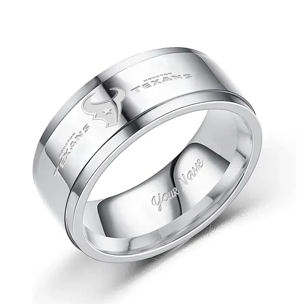 Houston Texans Stainless Steel Rings Custom Your Name 2025 versions, Gifts For Fan SPTSSRTR013