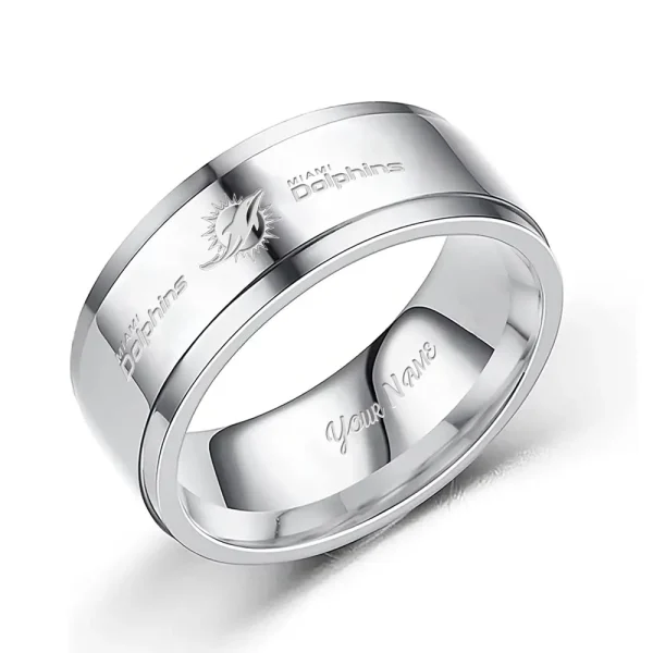Miami Dolphins Stainless Steel Rings Custom Your Name 2025 versions, Gifts For Fan SPTSSRTR020