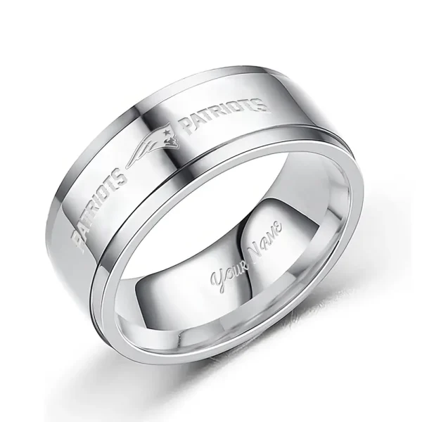 New England Patriots Stainless Steel Rings Custom Your Name 2025 versions, Gifts For Fan SPTSSRTR022