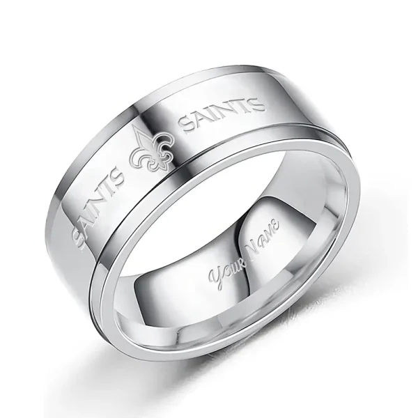 New Orleans Saints Stainless Steel Rings Custom Your Name 2025 versions, Gifts For Fan SPTSSRTR023