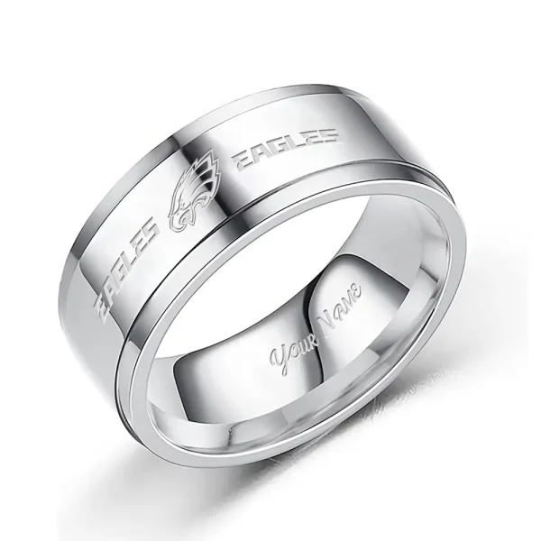 Philadelphia Eagles Stainless Steel Rings Custom Your Name 2025 versions, Gifts For Fan SPTSSRTR026