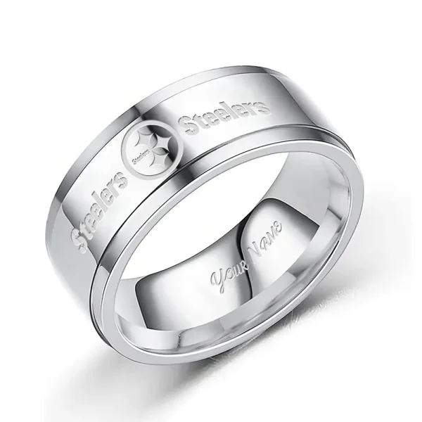 Pittsburgh Steelers Stainless Steel Rings Custom Your Name 2025 versions, Gifts For Fan SPTSSRTR027