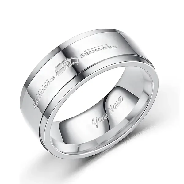 Seattle Seahawks Stainless Steel Rings Custom Your Name 2025 versions, Gifts For Fan SPTSSRTR029
