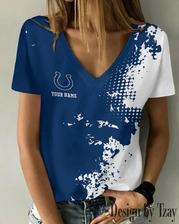 Indianapolis Colts Girl Clothes Summer V-neck Short-sleeved Tees New 2025 AGCWTS1107 - Image 2