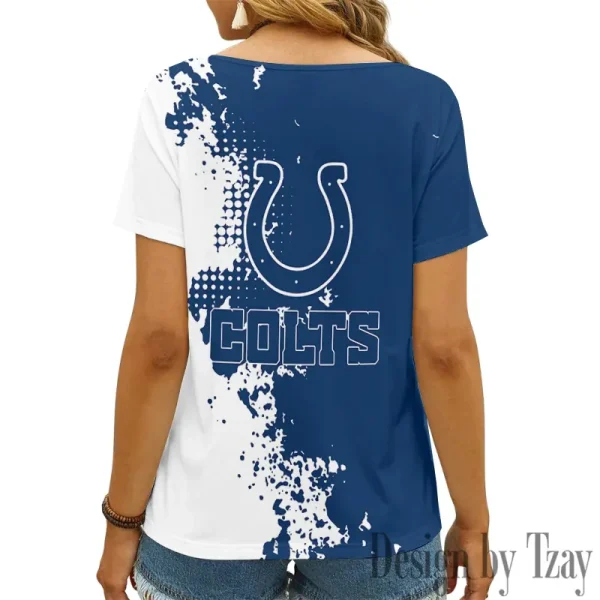 Indianapolis Colts Girl Clothes Summer V-neck Short-sleeved Tees New 2025 AGCWTS1107 - Image 3