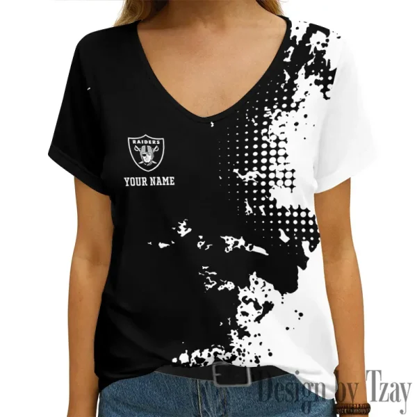 Las Vegas Raiders Girl Clothes Summer V-neck Short-sleeved Tees New 2025 AGCWTS1110