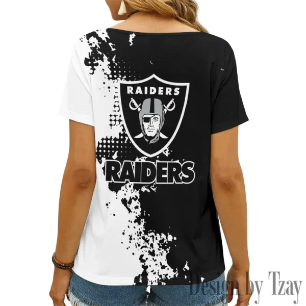Las Vegas Raiders Girl Clothes Summer V-neck Short-sleeved Tees New 2025 AGCWTS1110 - Image 3