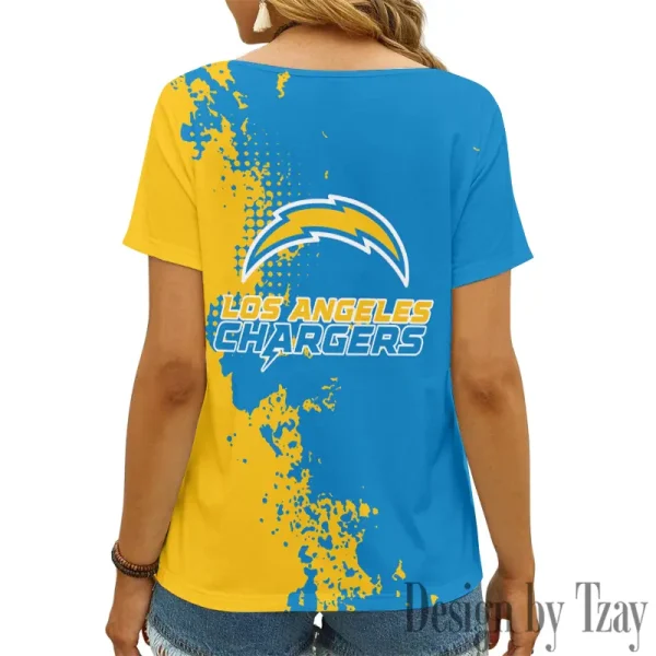 Los Angeles Chargers Girl Clothes Summer V-neck Short-sleeved Tees New 2025 AGCWTS1111 - Image 3