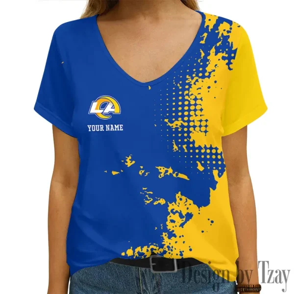 Los Angeles Rams Girl Clothes Summer V-neck Short-sleeved Tees New 2025 AGCWTS1112
