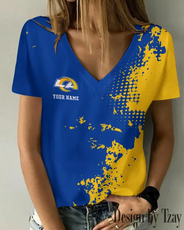 Los Angeles Rams Girl Clothes Summer V-neck Short-sleeved Tees New 2025 AGCWTS1112 - Image 2