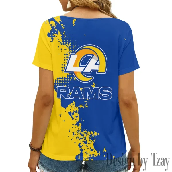 Los Angeles Rams Girl Clothes Summer V-neck Short-sleeved Tees New 2025 AGCWTS1112 - Image 3