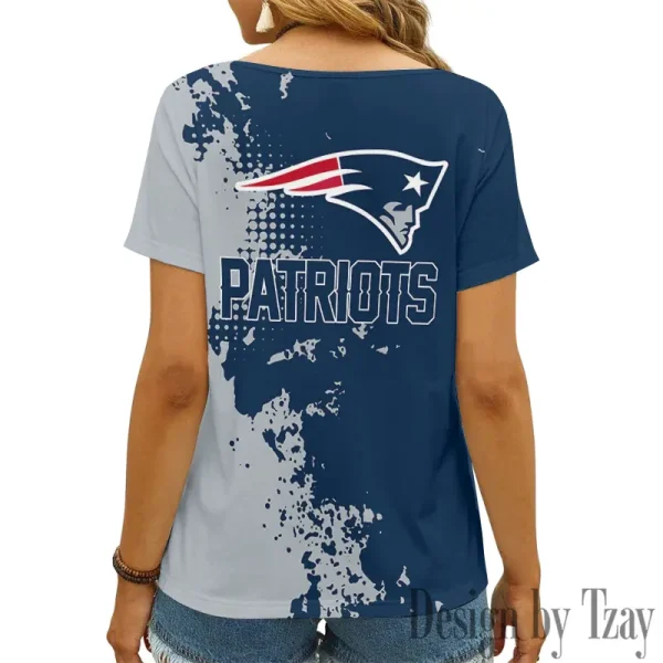 New England Patriots Girl Clothes Summer V-neck Short-sleeved Tees New 2025 AGCWTS1115 - Image 2