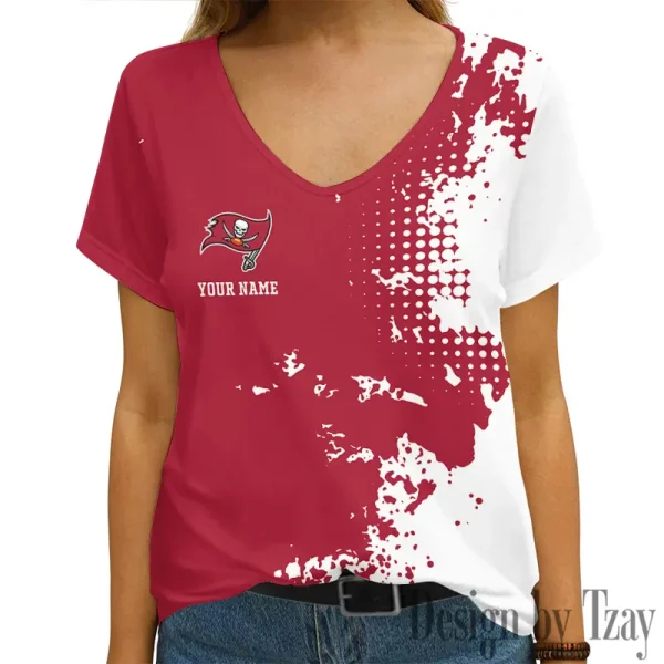 Tampa Bay Buccaneers Girl Clothes Summer V-neck Short-sleeved Tees New 2025 AGCWTS1123
