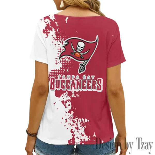 Tampa Bay Buccaneers Girl Clothes Summer V-neck Short-sleeved Tees New 2025 AGCWTS1123 - Image 2