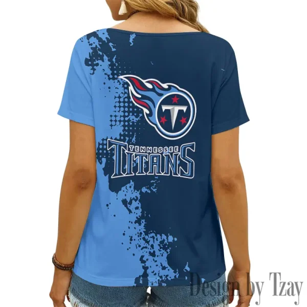 Tennessee Titans Girl Clothes Summer V-neck Short-sleeved Tees New 2025 AGCWTS1124 - Image 2