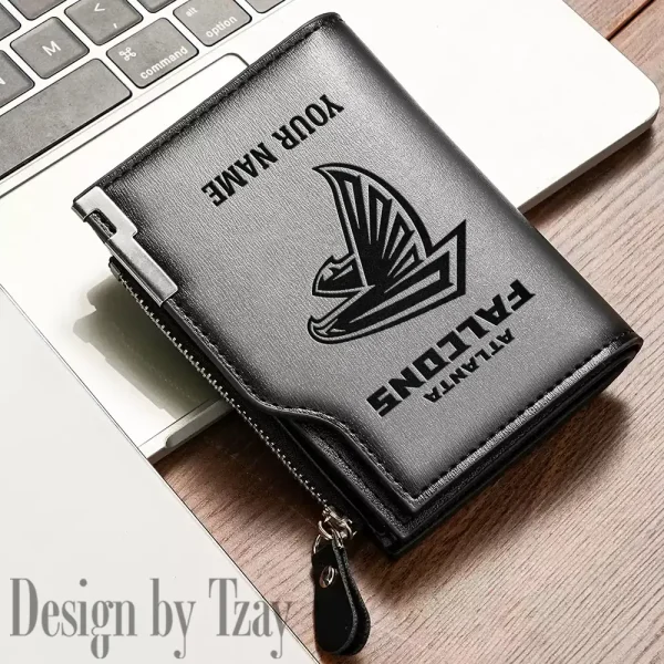 Atlanta Falcons Men Zipper Closure Short Bifold Leather Card Holder SPTMZCSBLCH002 - Image 2