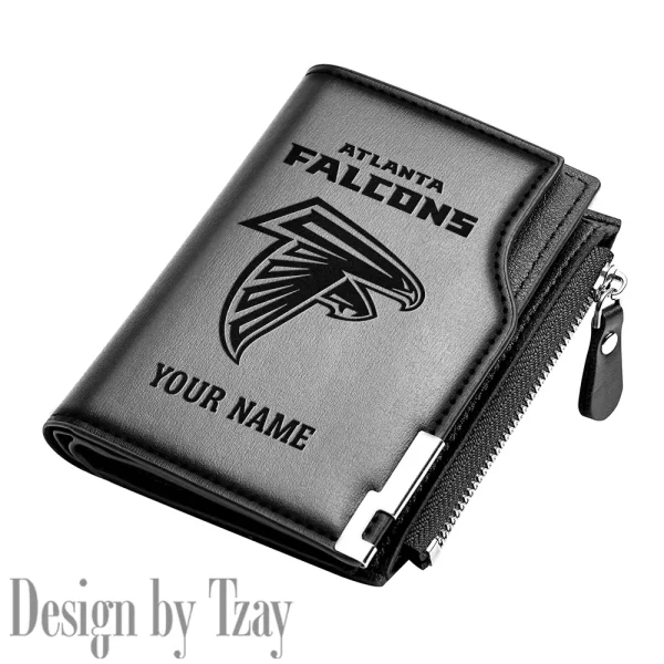 Atlanta Falcons Men Zipper Closure Short Bifold Leather Card Holder SPTMZCSBLCH002 - Image 3