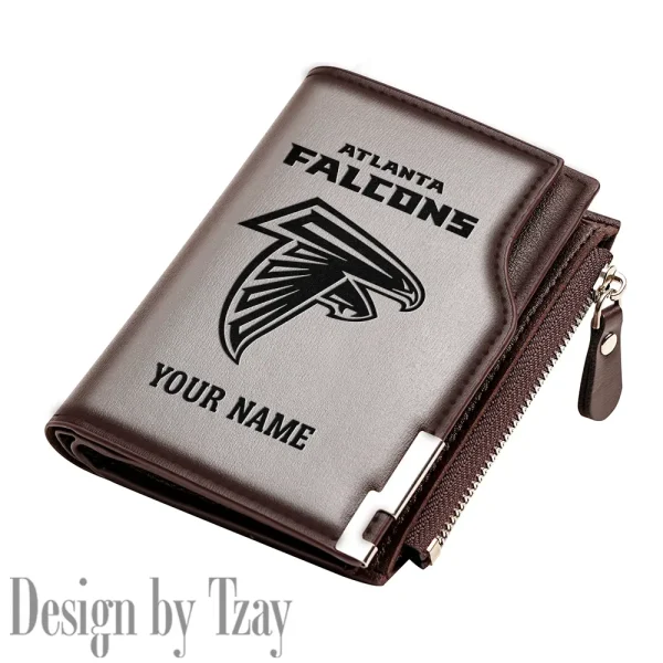 Atlanta Falcons Men Zipper Closure Short Bifold Leather Card Holder SPTMZCSBLCH002 - Image 4