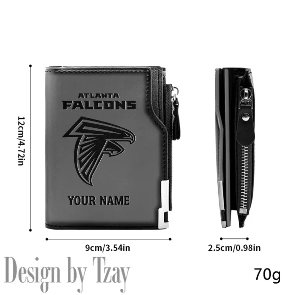 Atlanta Falcons Men Zipper Closure Short Bifold Leather Card Holder SPTMZCSBLCH002 - Image 5