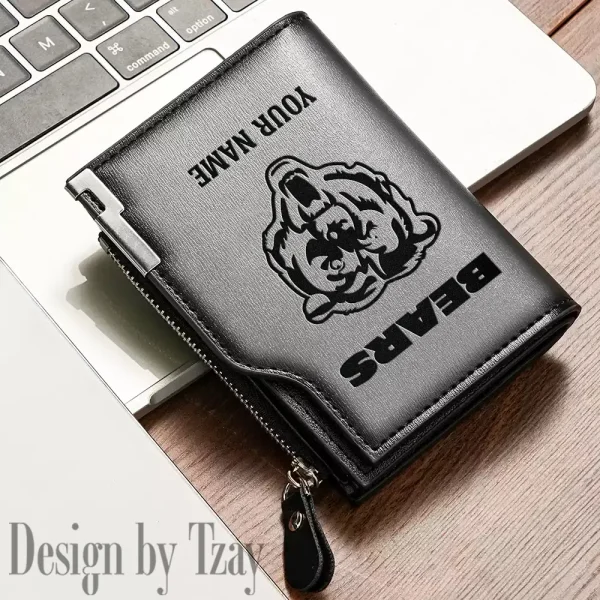 Chicago Bears Men Zipper Closure Short Bifold Leather Card Holder SPTMZCSBLCH006 - Image 2