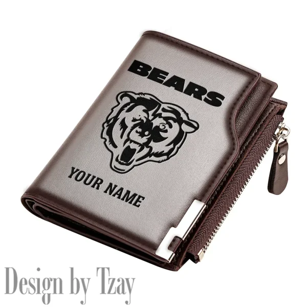 Chicago Bears Men Zipper Closure Short Bifold Leather Card Holder SPTMZCSBLCH006 - Image 5