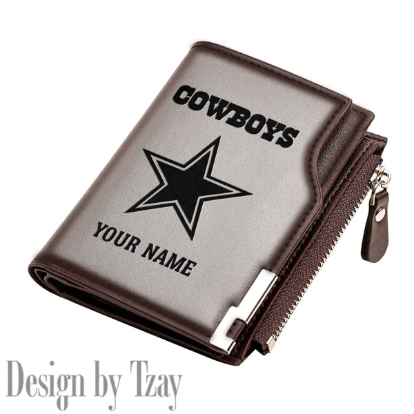 Dallas Cowboys Men Zipper Closure Short Bifold Leather Card Holder SPTMZCSBLCH009 - Image 2