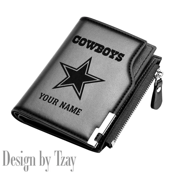 Dallas Cowboys Men Zipper Closure Short Bifold Leather Card Holder SPTMZCSBLCH009 - Image 3