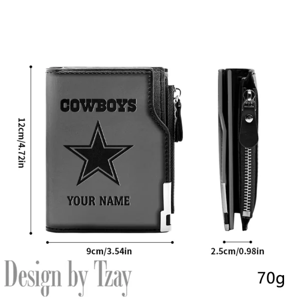 Dallas Cowboys Men Zipper Closure Short Bifold Leather Card Holder SPTMZCSBLCH009 - Image 4