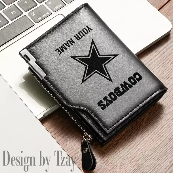 Dallas Cowboys Men Zipper Closure Short Bifold Leather Card Holder SPTMZCSBLCH009 - Image 5