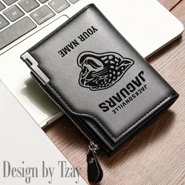 Jacksonville Jaguars Men Zipper Closure Short Bifold Leather Card Holder SPTMZCSBLCH015 - Image 5
