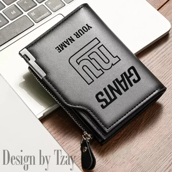 New York Giants Men Zipper Closure Short Bifold Leather Card Holder SPTMZCSBLCH024 - Image 2
