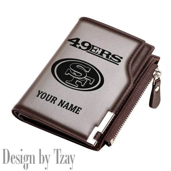 San Francisco 49ers Men Zipper Closure Short Bifold Leather Card Holder SPTMZCSBLCH028 - Image 3