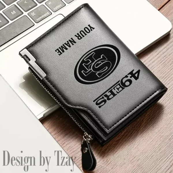 San Francisco 49ers Men Zipper Closure Short Bifold Leather Card Holder SPTMZCSBLCH028 - Image 4