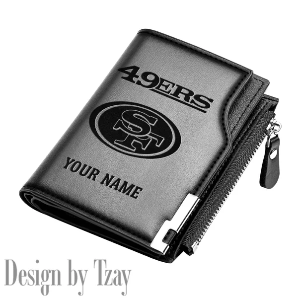 San Francisco 49ers Men Zipper Closure Short Bifold Leather Card Holder SPTMZCSBLCH028 - Image 5