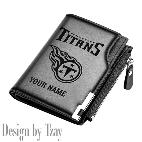 Tennessee Titans Men Zipper Closure Short Bifold Leather Card Holder SPTMZCSBLCH031 - Image 4