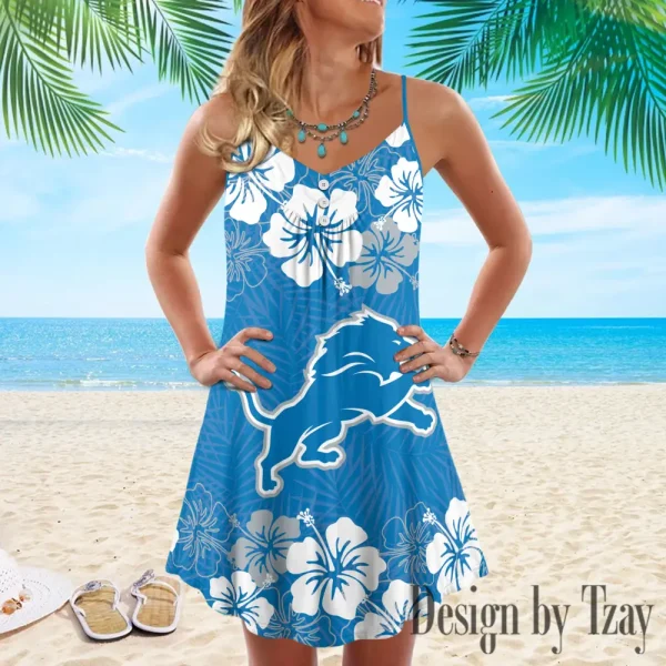 Detroit Lions Summer Sleeveless Cami Dress Trending 2025 SPTSSCDT011 - Image 3