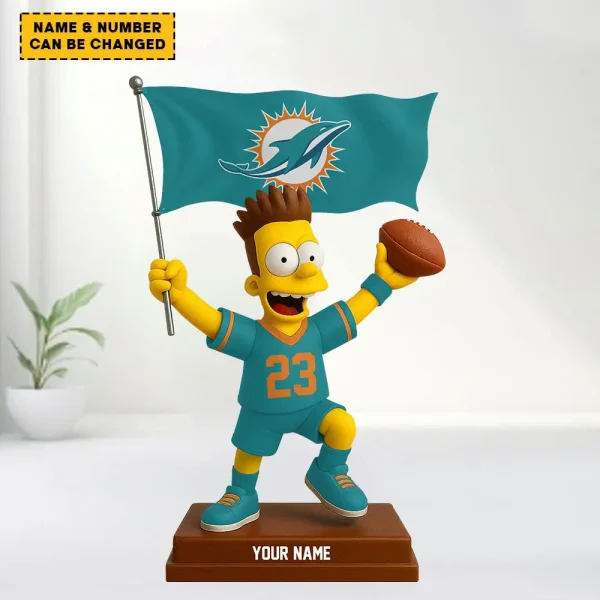 Miami Dolphins NFL And Simp Cartoon Character Acrylic Block SPTFTAB033