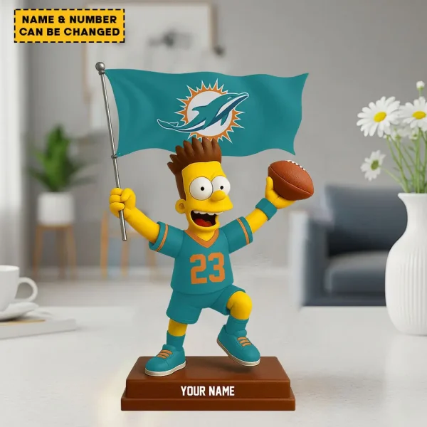 Miami Dolphins NFL And Simp Cartoon Character Acrylic Block SPTFTAB033 - Image 2