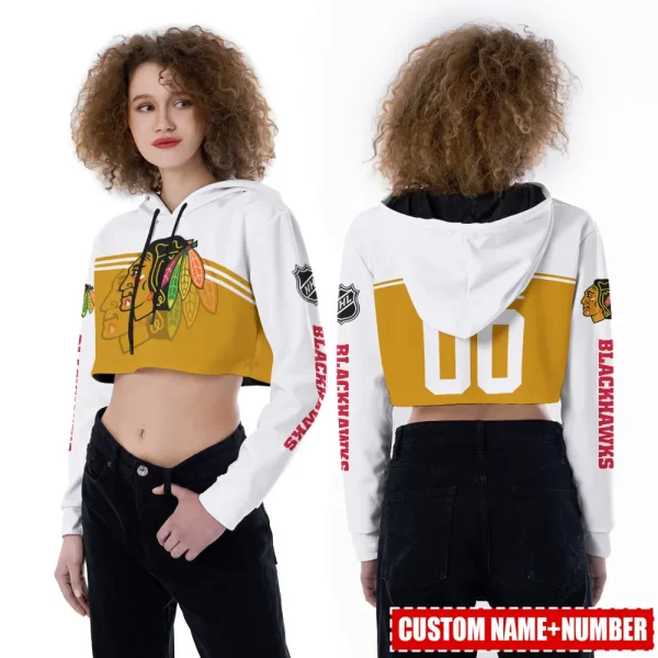 Chicago Blackhawks Personalized Combo Croptop Hoodie And Leggings AZHLTT692 - Image 2