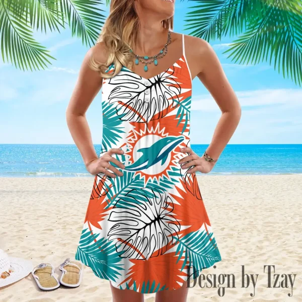 Miami Dolphins Summer Sleeveless Cami Dress Trending 2025 SPTSSCDT032