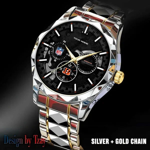 Cincinnati Bengals Business Watch For Men Automatic Mechanical Stainless Steel Band 2025 SPTDMW647 - Image 5