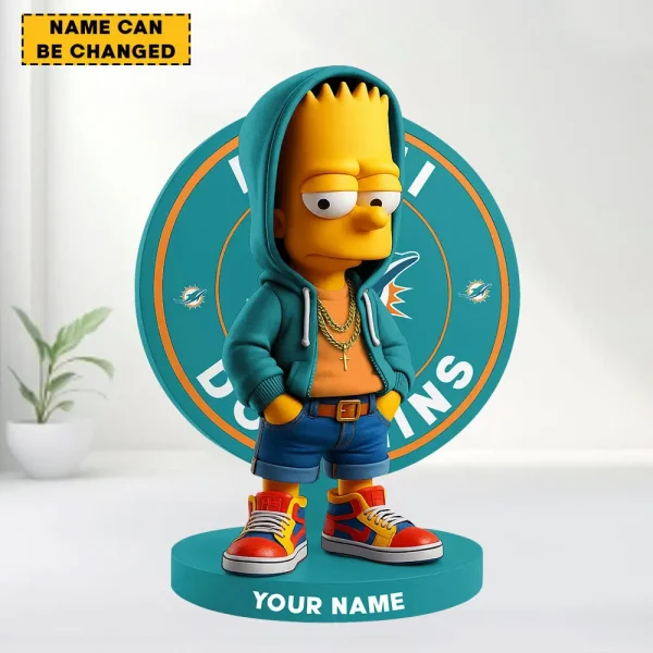 Miami Dolphins Football US team Cool Cartoon Character Acrylic Block SPTFTAB058 - Image 2