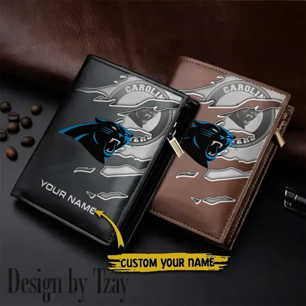Carolina Panthers Leather Vertical Men Wallet Gifts For Fans SPTLVW824