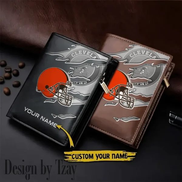 Cleveland Browns Leather Vertical Men Wallet Gifts For Fans SPTLVW827