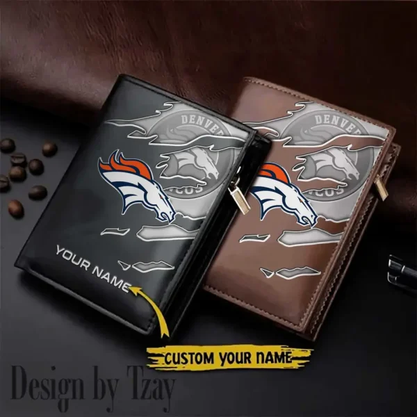 Denver Broncos Leather Vertical Men Wallet Gifts For Fans SPTLVW829