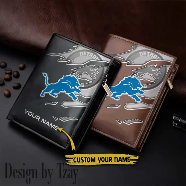 Detroit Lions Leather Vertical Men Wallet Gifts For Fans SPTLVW830