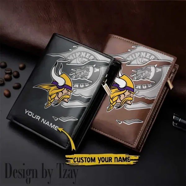 Minnesota Vikings Leather Vertical Men Wallet Gifts For Fans SPTLVW840