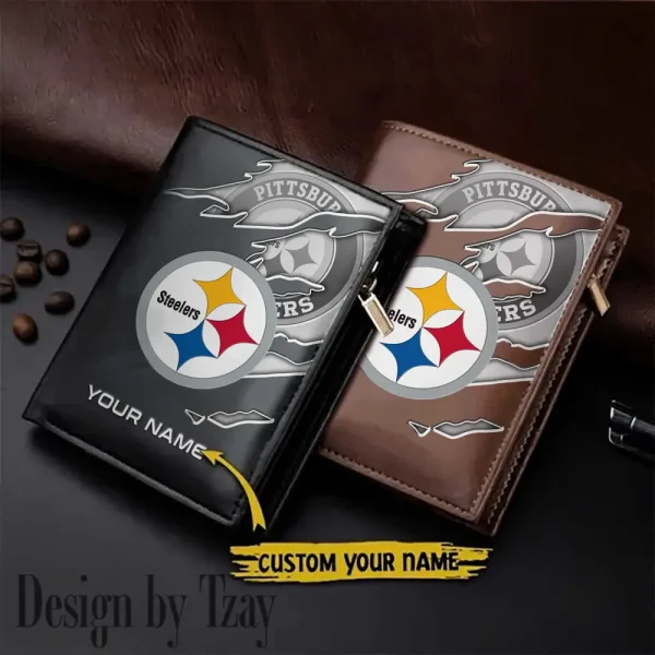 Pittsburgh Steelers Leather Vertical Men Wallet Gifts For Fans SPTLVW846