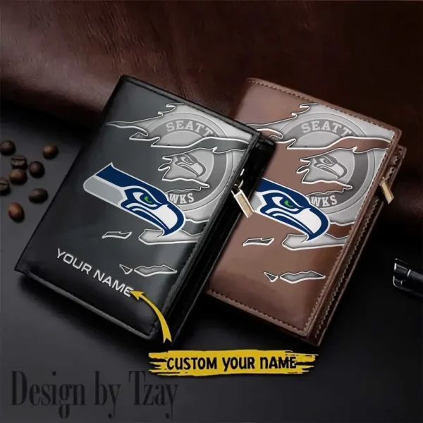 Seattle Seahawks Leather Vertical Men Wallet Gifts For Fans SPTLVW848